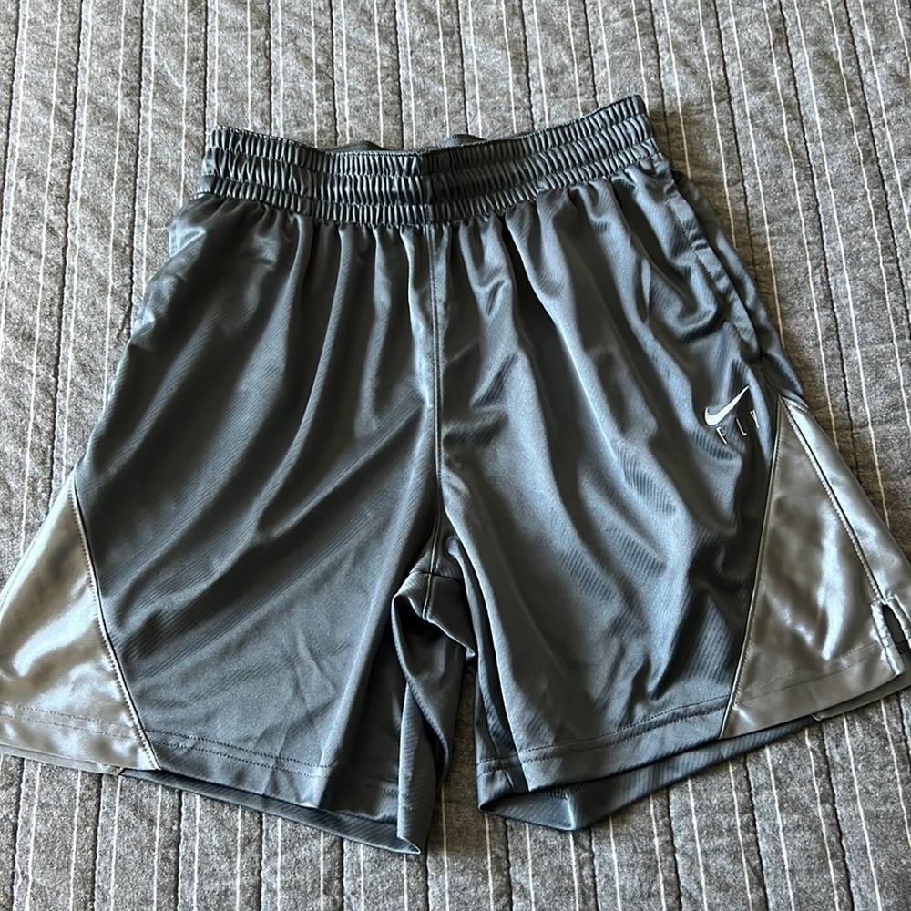 Nike Men's Athletic Shorts Charcoal Gray with Silver Swoosh